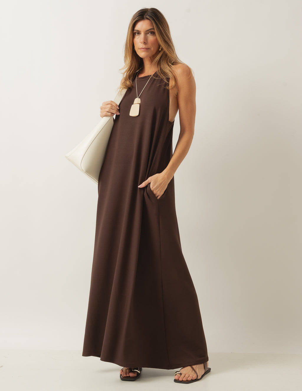 Vestido Nadador Santorini Marrom