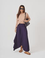 Conjunto Blusa Elba Bege e Saia Eloá Azul Marinho