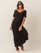 VESTIDO LONGO COM BOLSO PRETO