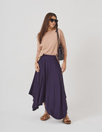 Conjunto Blusa Elba Bege e Saia Eloá Azul Marinho