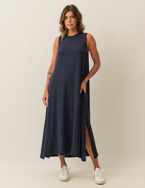 Vestido Longo Clara Azul Marinho