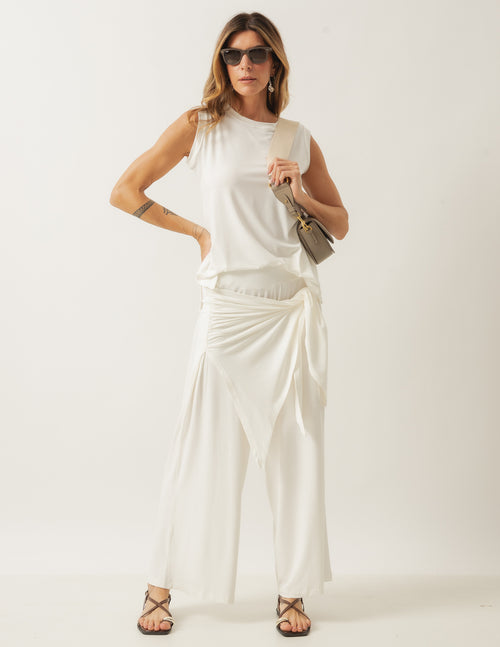BLUSA REGATA FENDAS OFF WHITE