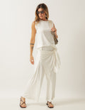 Conjunto Blusa Regata Fendas Off White e Calça Eva Off White