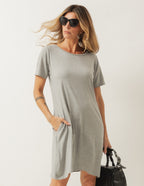 Vestido Curto Com Bolso Mescla