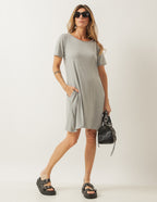 Vestido Curto Com Bolso Mescla