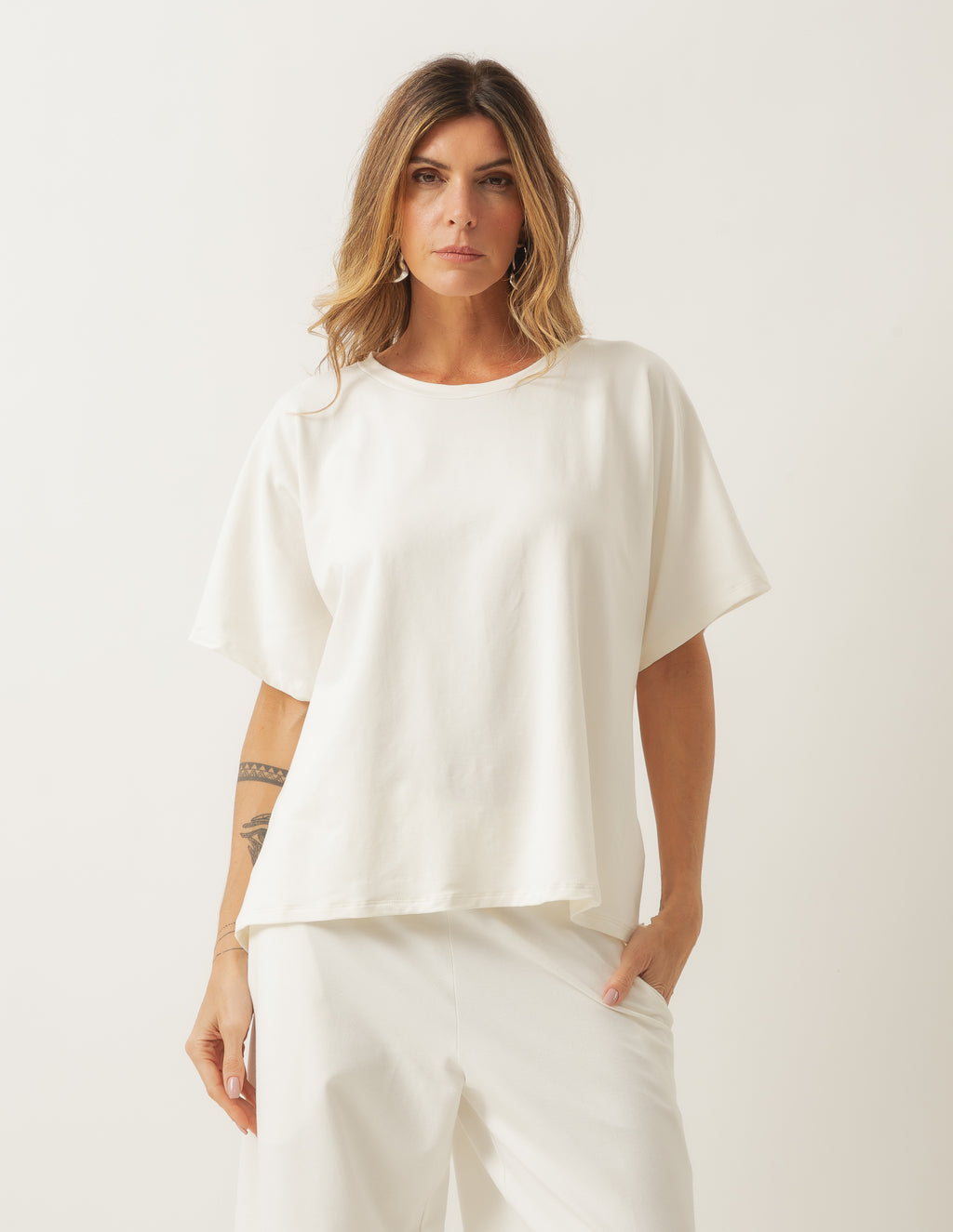 Blusa Elisa Off White em moletinho