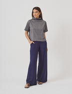 Conjunto Blusa Mônaco Mescla e Calça Panama Azul Marinho