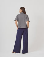 Conjunto Blusa Mônaco Mescla e Calça Panama Azul Marinho