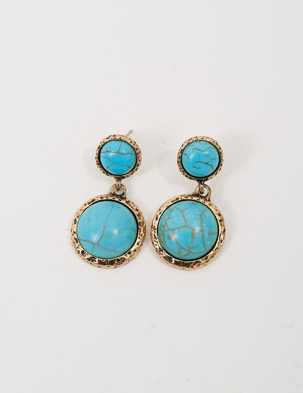 Brinco Duo Dourado com Turquesa