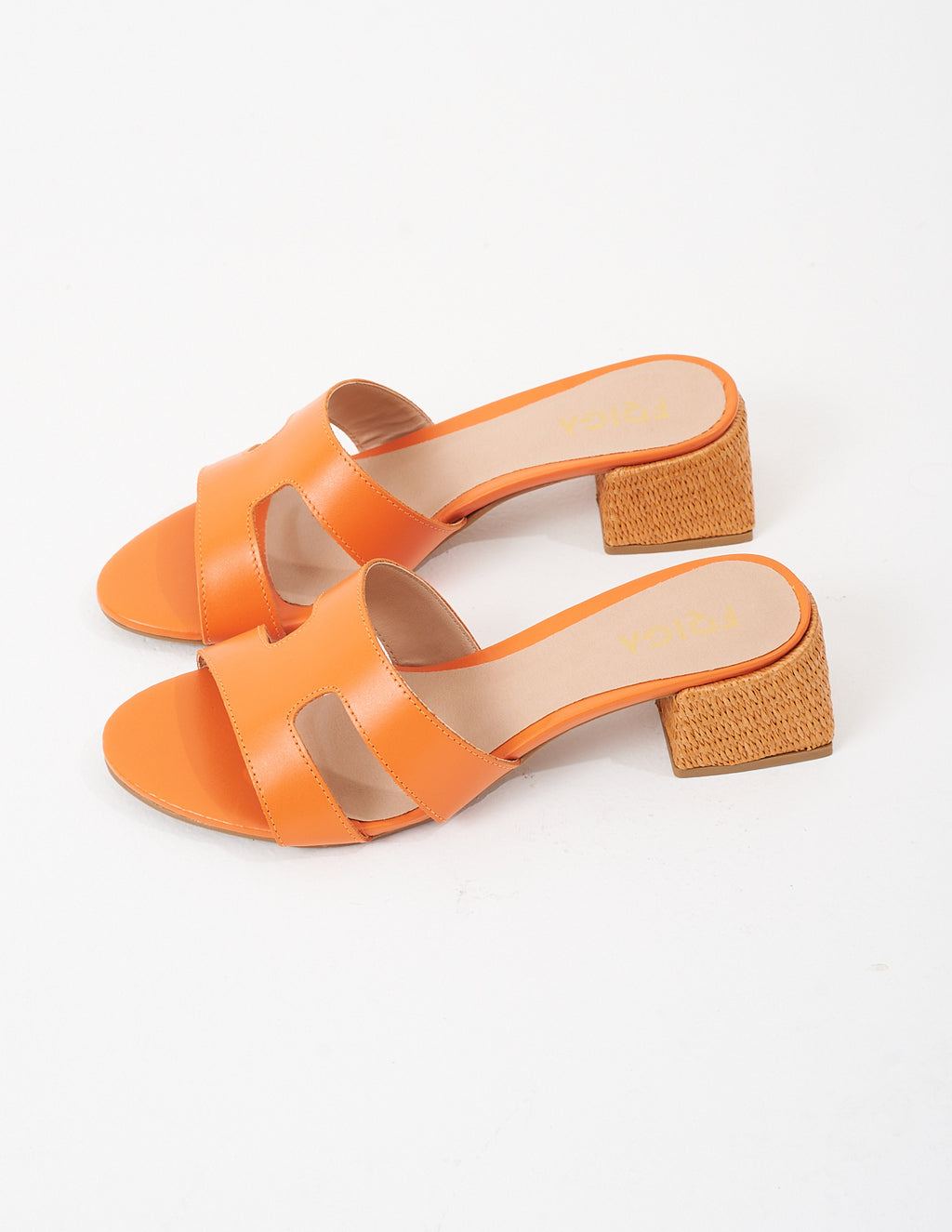 Sandália Mule em Couro Noir Laranja