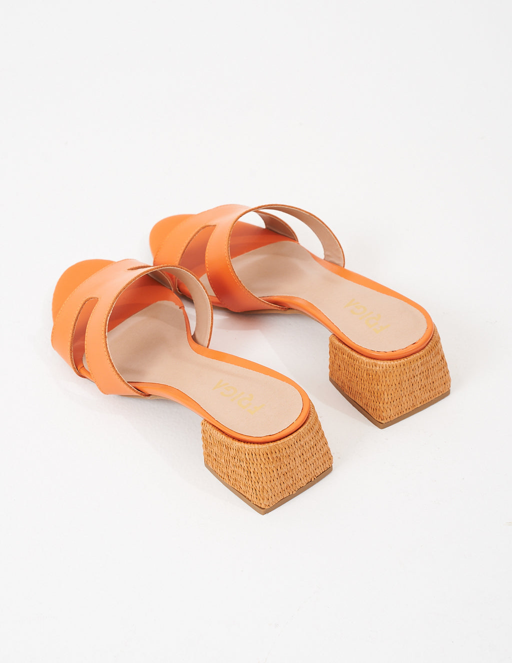 Sandália Mule em Couro Noir Laranja