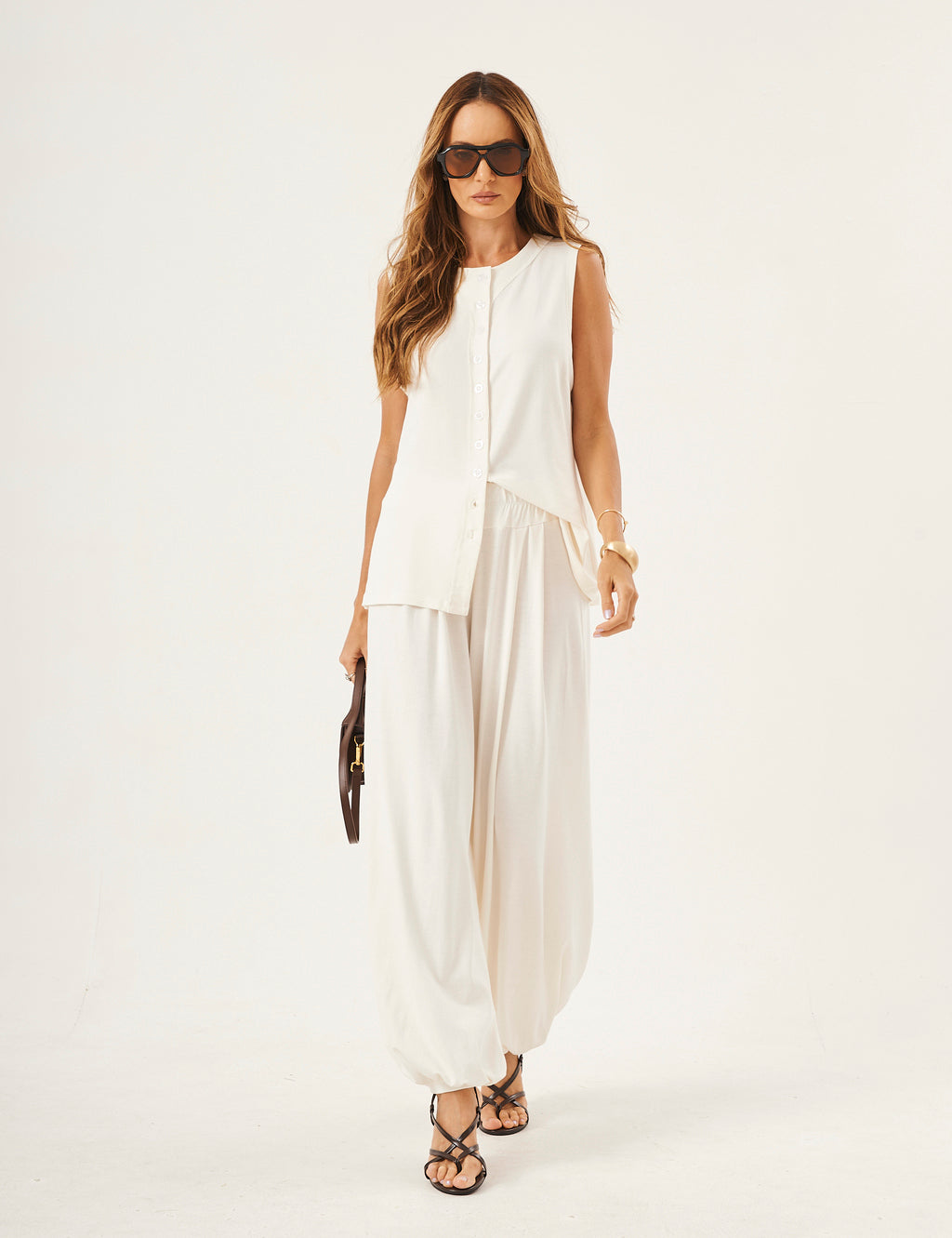 Conjunto Colete Melanie Off White com Calça Aladin Off White