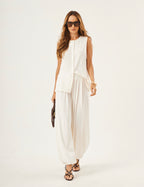 Conjunto Colete Melanie Off White com Calça Aladin Off White