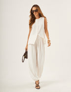 Conjunto Colete Melanie Off White com Calça Aladin Off White