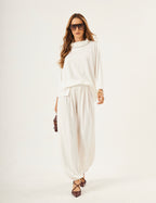 Conjunto Blusa Panama Off White com Calça Aladin Off White