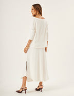 Conjunto Blusa Eva Off White com Saia Emma Off White