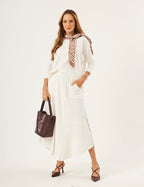 Conjunto Blusa Eva Off White com Saia Emma Off White
