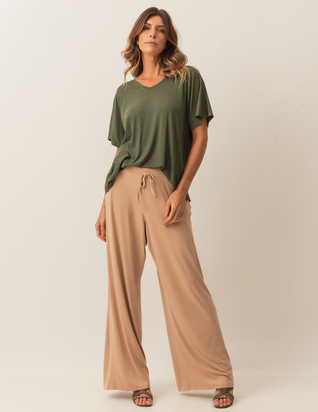 CALÇA KIMONO BEGE