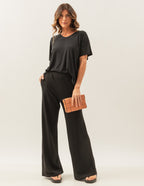 Conjunto Blusa Maria Preta e Calça Panamá Preta