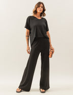 Conjunto Blusa Maria Preta e Calça Panamá Preta