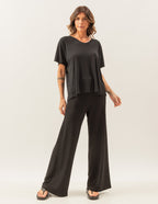 Conjunto Blusa Maria Preta e Calça Panamá Preta