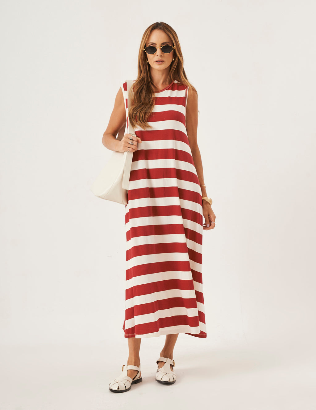 Vestido Clara Listrado Vermelho