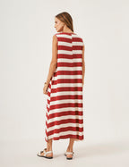 Vestido Clara Listrado Vermelho