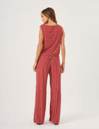 Conjunto Ella Listrado Vermelho e Branco