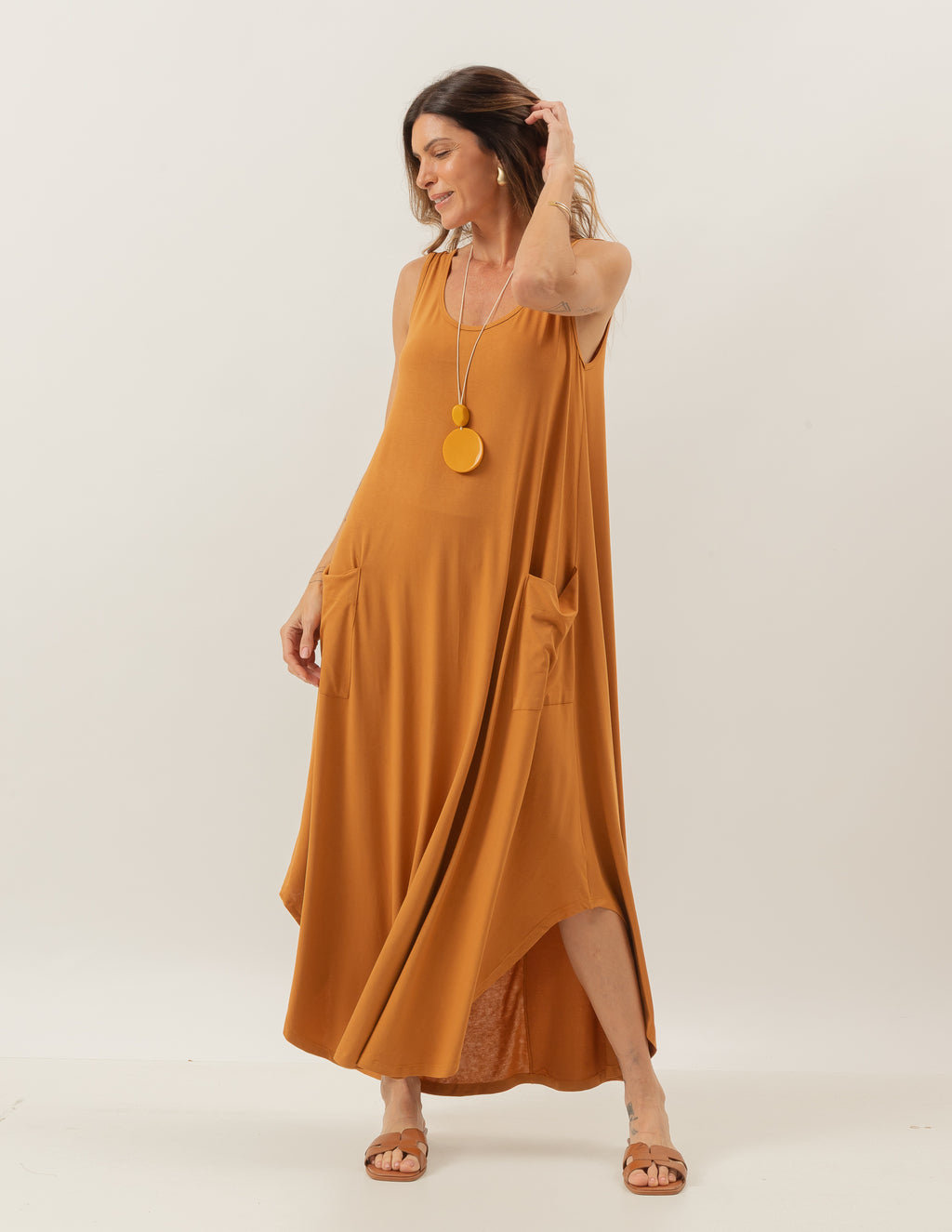 Vestido Longo Veneza Caramelo