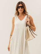 Vestido Pespontado Anastasia Off White