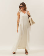 Vestido Pespontado Anastasia Off White