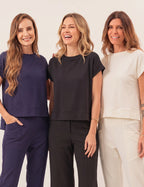 Kit Blusa Mullet Eleonora: Off White, Azul Marinho e Preto Único