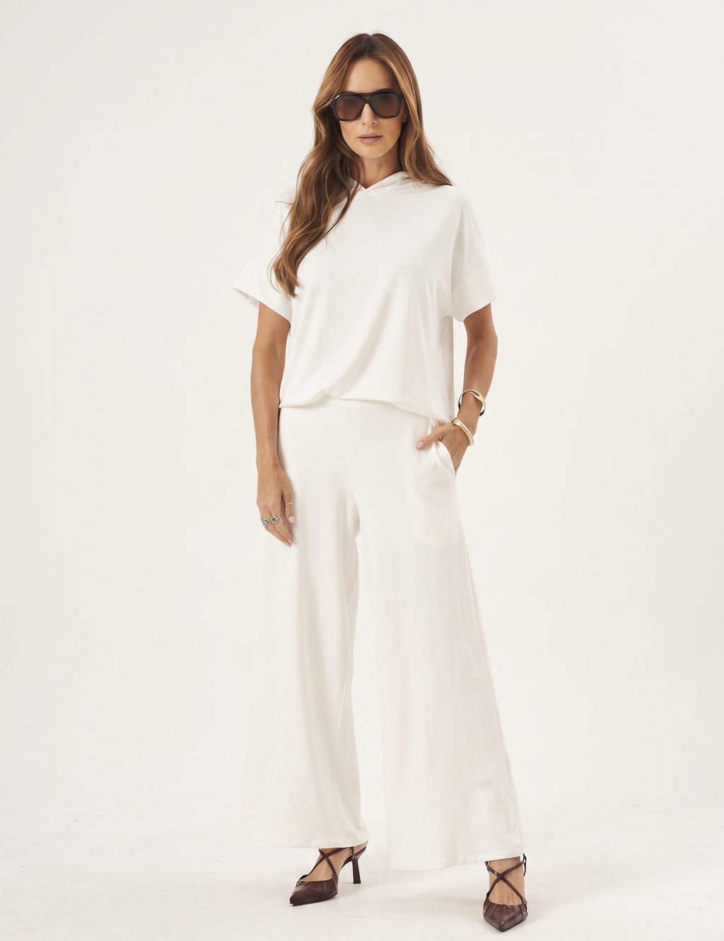 Conjunto Blusa Ophelia Off White e Calça Panama Off White
